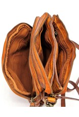 HillBurry Leren tassen - Hillburry Schoudertas met veel vakjes Gewassen Leer cognac