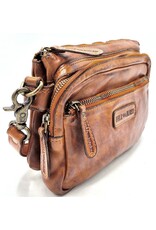 HillBurry Leren tassen - Hillburry Schoudertas met veel vakjes Gewassen Leer cognac