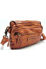 HillBurry Leren tassen - Hillburry Schoudertas met veel vakjes Gewassen Leer cognac