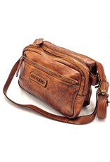 HillBurry Leren tassen - Hillburry Schoudertas met veel vakjes Gewassen Leer cognac