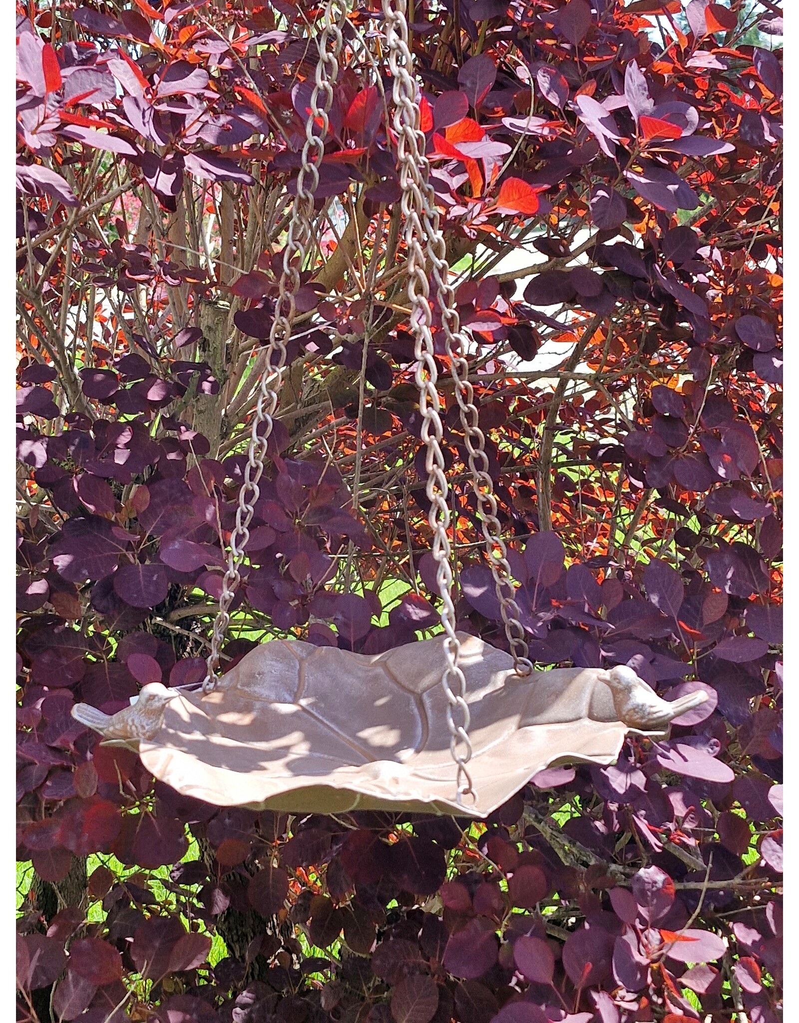 SH Miscellaneous - Birdbath-Feeding Bowl - leaf shaped rust brown