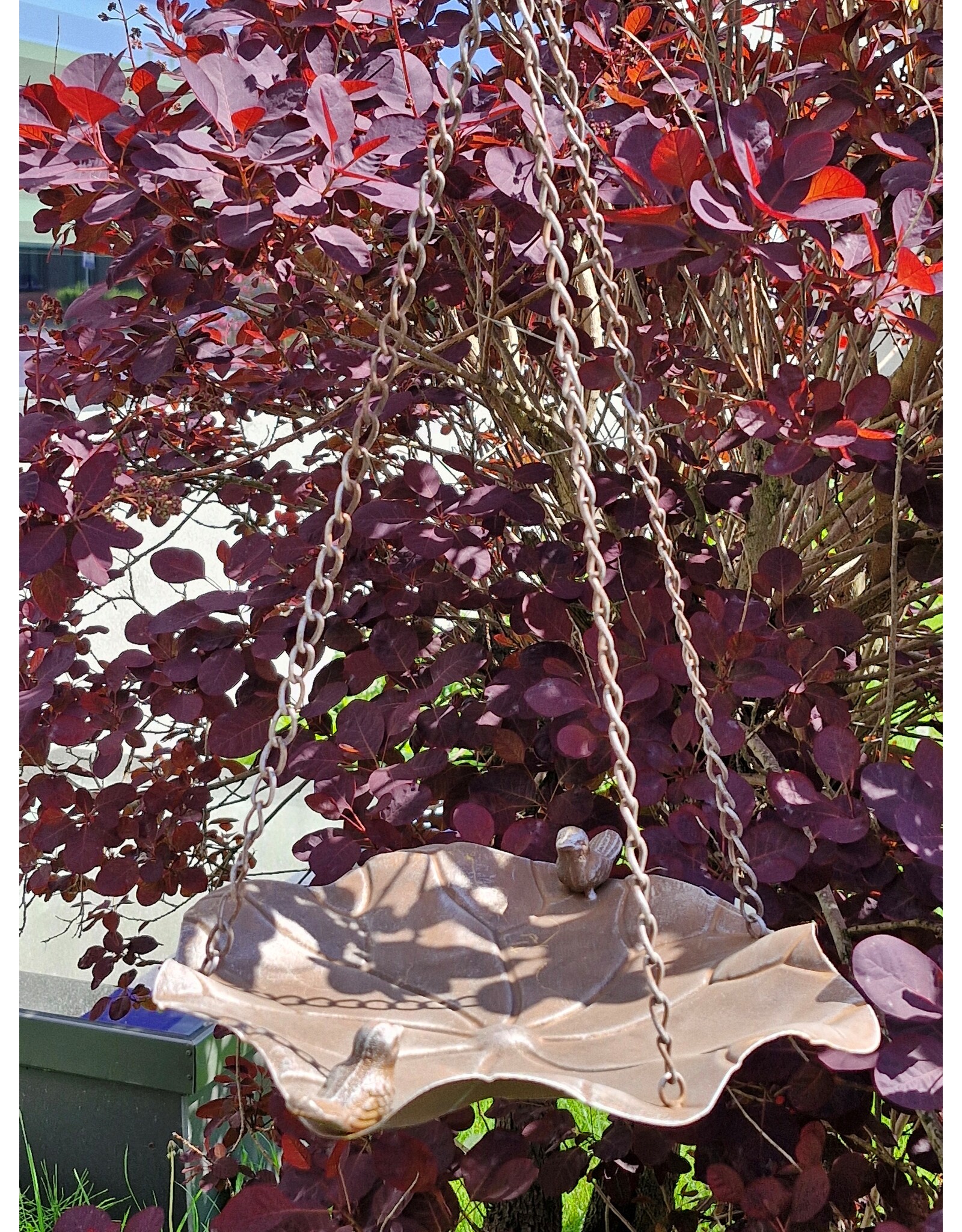SH Miscellaneous - Birdbath-Feeding Bowl - leaf shaped rust brown