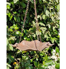 SH Birdbath-Feeding Bowl - leaf shaped rust brown