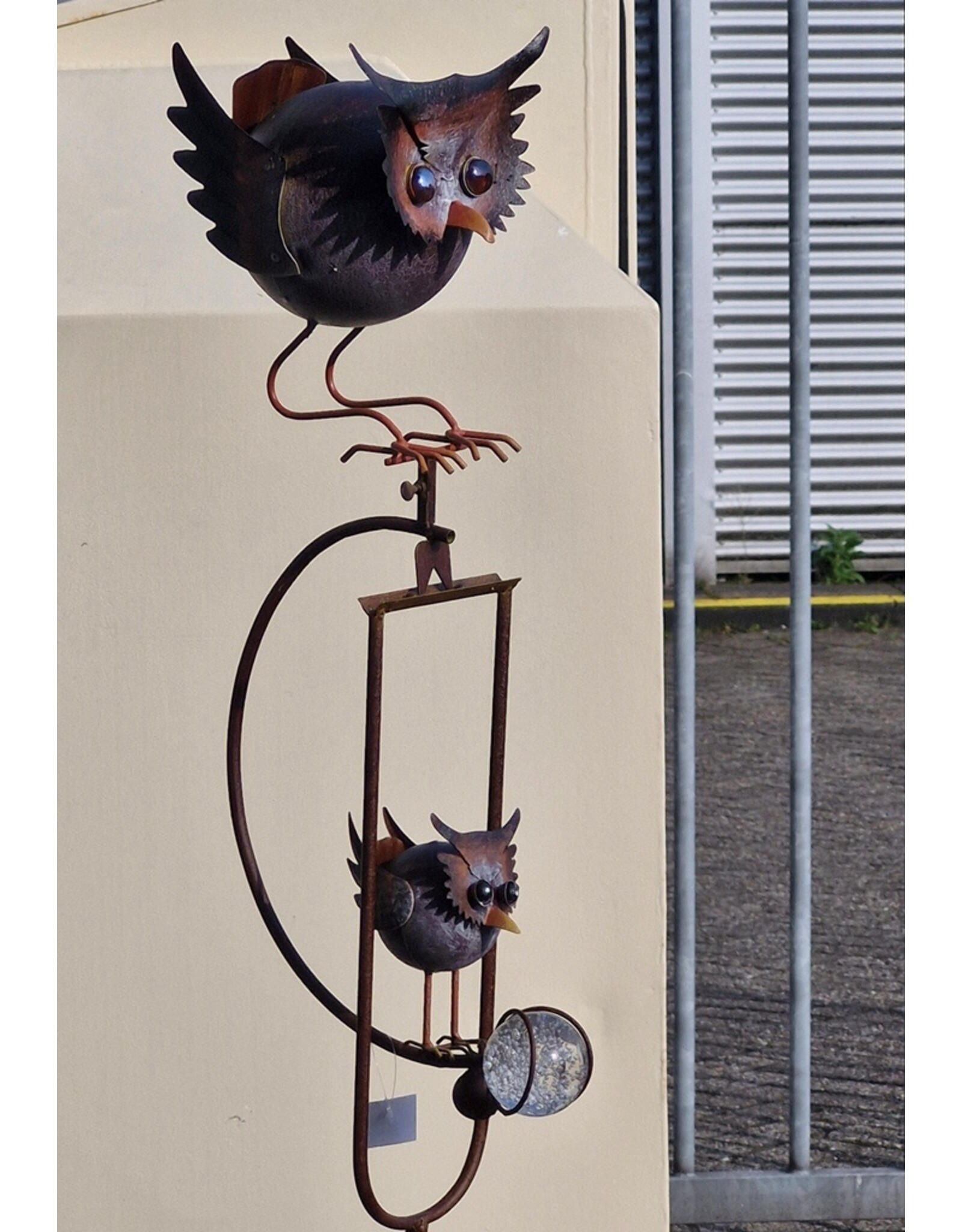 SH Miscellaneous - Decorative Metal Garden Stake Owls (rocking) 144cm