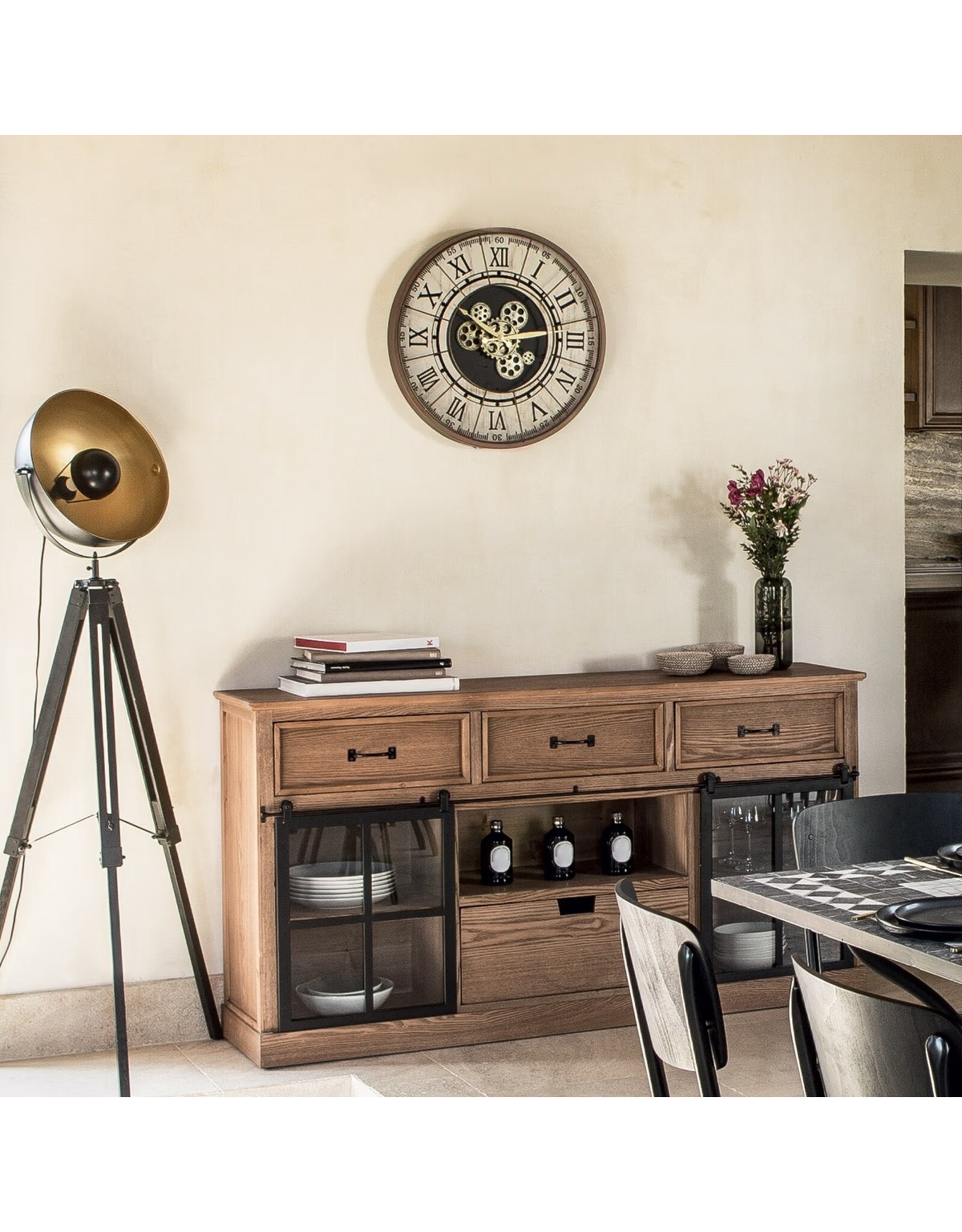 Atmosphera Miscellaneous - Wall Clock Stella with Moving Cogwheels 57cm