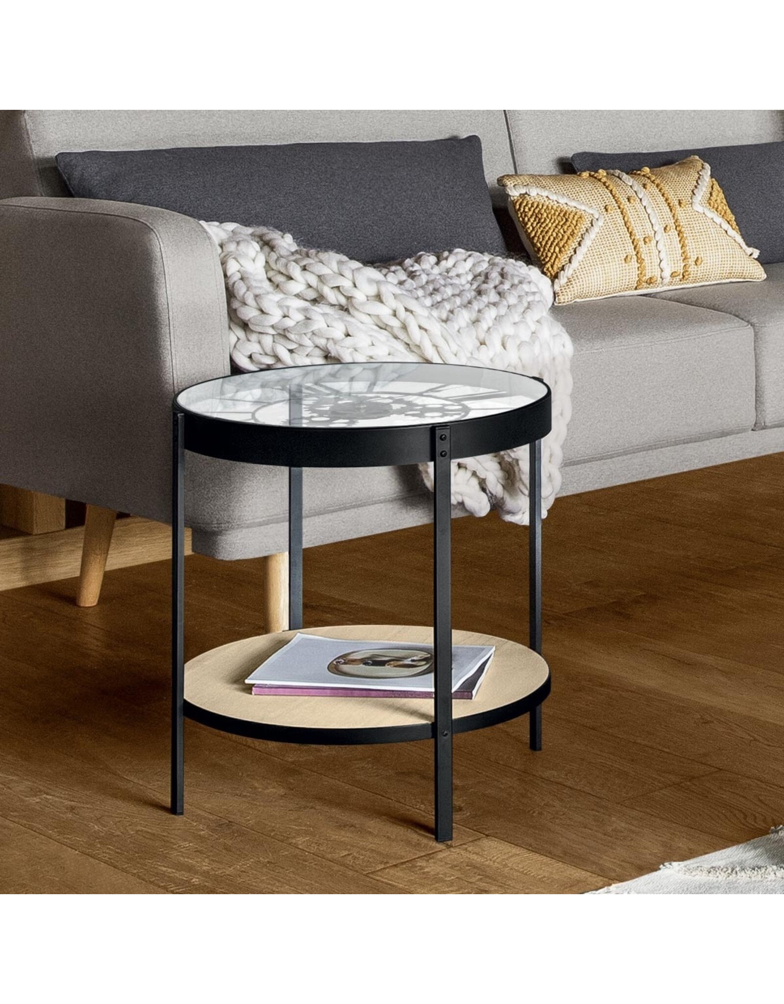 Atmosphera Giftware & Lifestyle  - Coffee table with real clock diameter 50cm