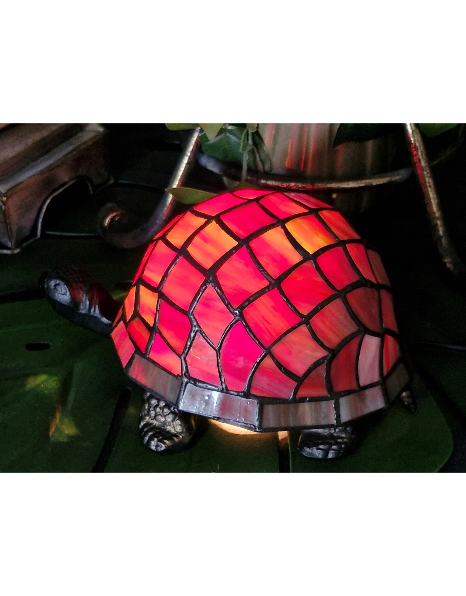Trukado Giftware & Lifestyle - Schildpad Sfeerlamp  Tiffany Stijl rood