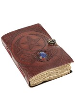 JM Handicrafts Miscellaneous - Leather journal with Pentagram and Crescent 20.5 x 15.5cm