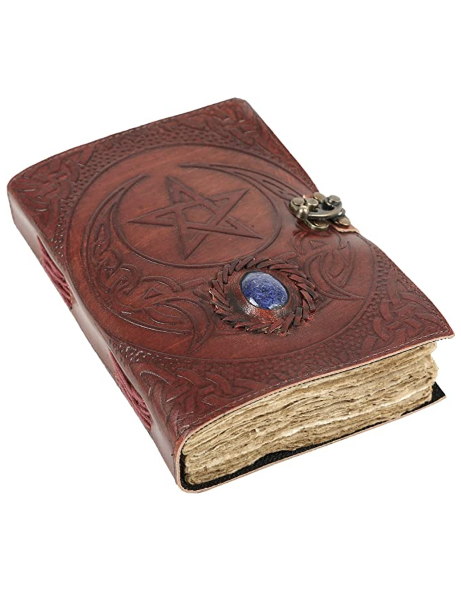 JM Handicrafts Miscellaneous - Leather journal with Pentagram and Crescent 20.5 x 15.5cm