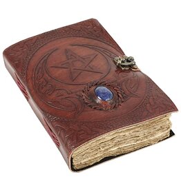 JM Handicrafts Lederen dagboek met Pentagram en Halvemaan 20,5 x 15,5cm