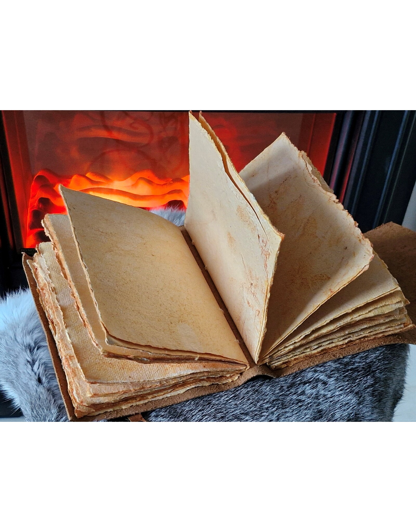 JM Handicrafts Miscellaneous - Leather Journal Embossed Flowers & Key Vintage Tan