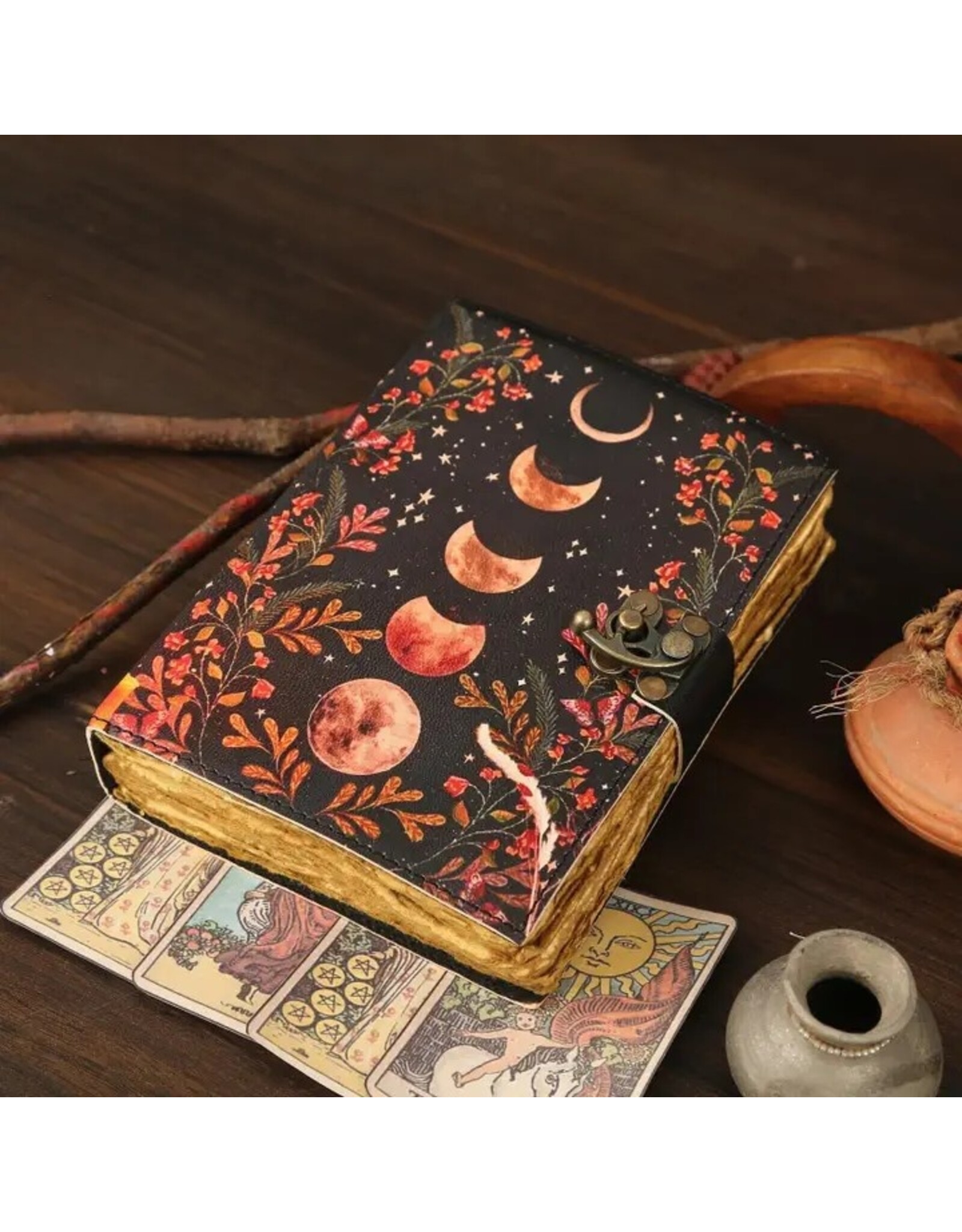 ONK Miscellaneous - Magic Forest Leather Notebook Moon Phases 18x13cm