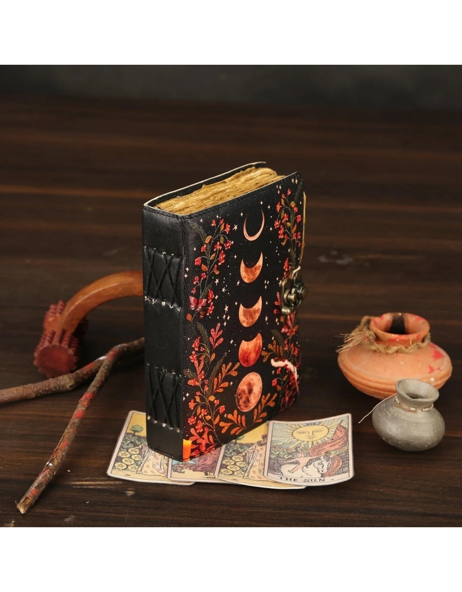 ONK Miscellaneous - Magic Forest Leather Notebook Moon Phases 18x13cm