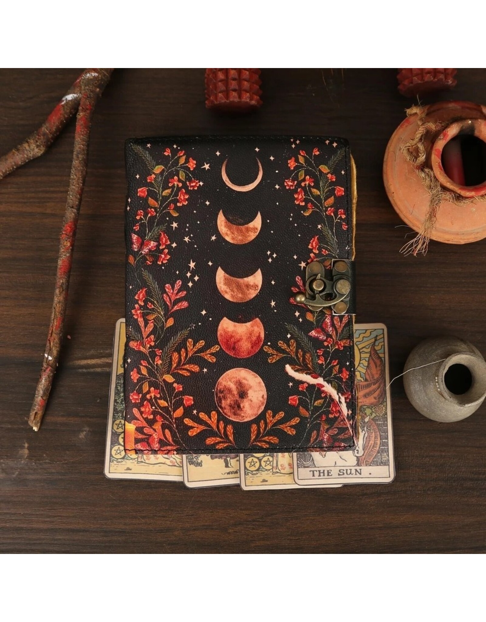 ONK Miscellaneous - Magic Forest Leather Notebook Moon Phases 18x13cm