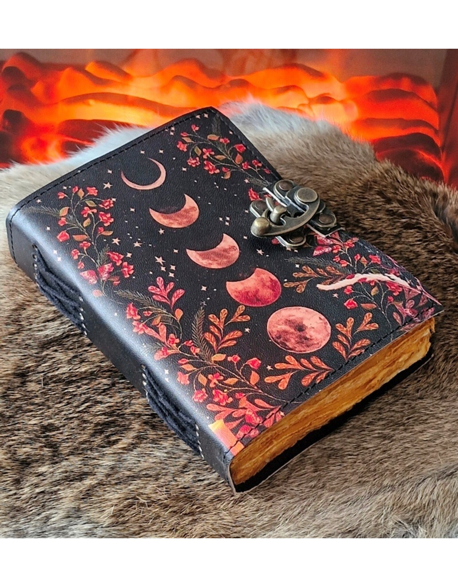 ONK Miscellaneous - Magic Forest Leather Notebook Moon Phases 18x13cm