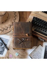 RK Handicrafts Miscellaneous - Leather Deckle-edge Notebook with Wind Rose Key 18x13cm