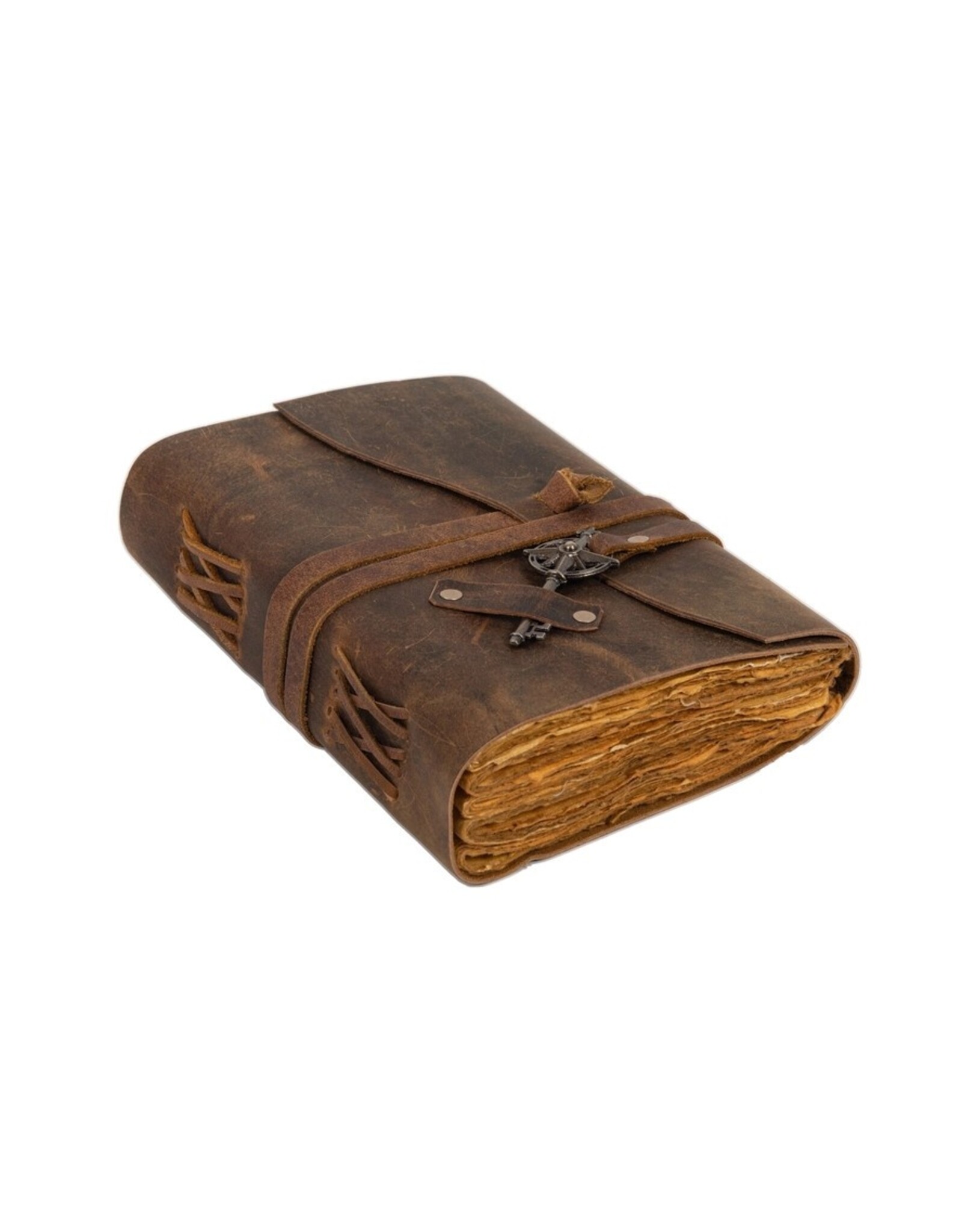 RK Handicrafts Miscellaneous - Leather Deckle-edge Notebook with Wind Rose Key 18x13cm