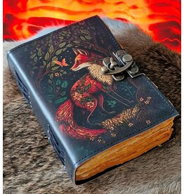 RK Handicrafts Leren Dagboek  met Vos en vintage sluiting