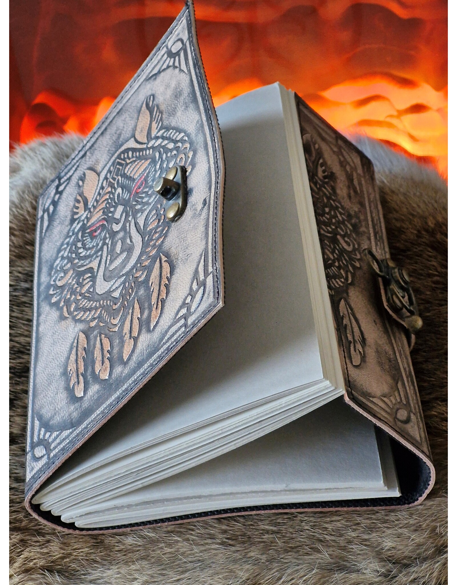 RK Handicrafts Miscellaneous - Leather Journal Wolf Dreamcatcher