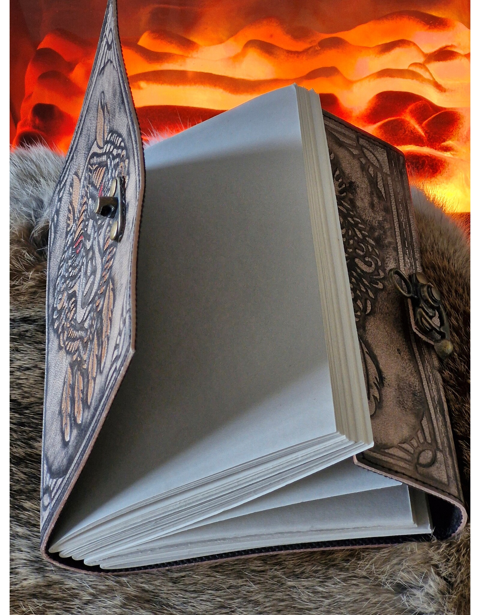 RK Handicrafts Miscellaneous - Leather Journal Wolf Dreamcatcher