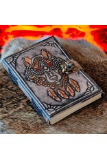 RK Handicrafts Miscellaneous - Leren Dagboek  Wolf Dromenvanger