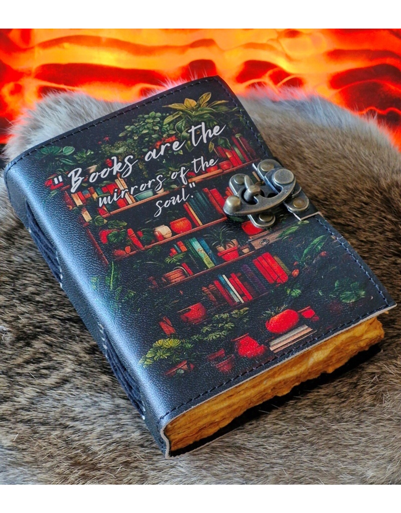 RK Handicrafts Miscellaneous - Leren Dagboek  met Boekenkast print