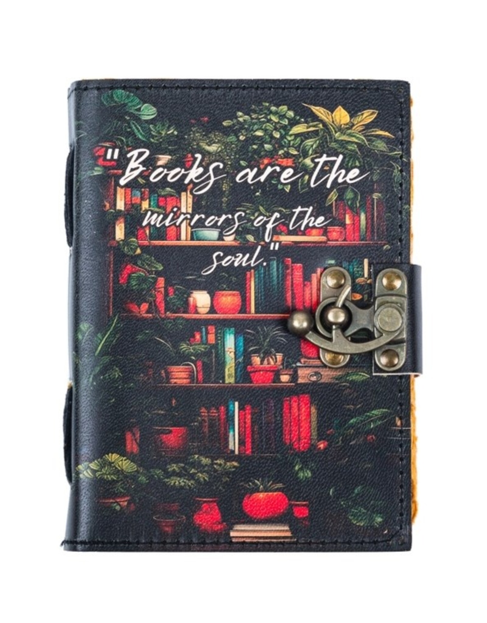 RK Handicrafts Miscellaneous - Leather Journal with Bookshelfs Print