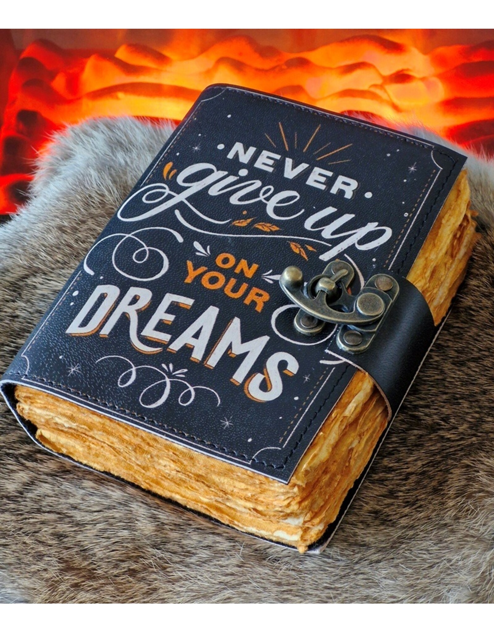 RK Handicrafts Miscellaneous - Leather Journal Never Give Up On Your Dreams