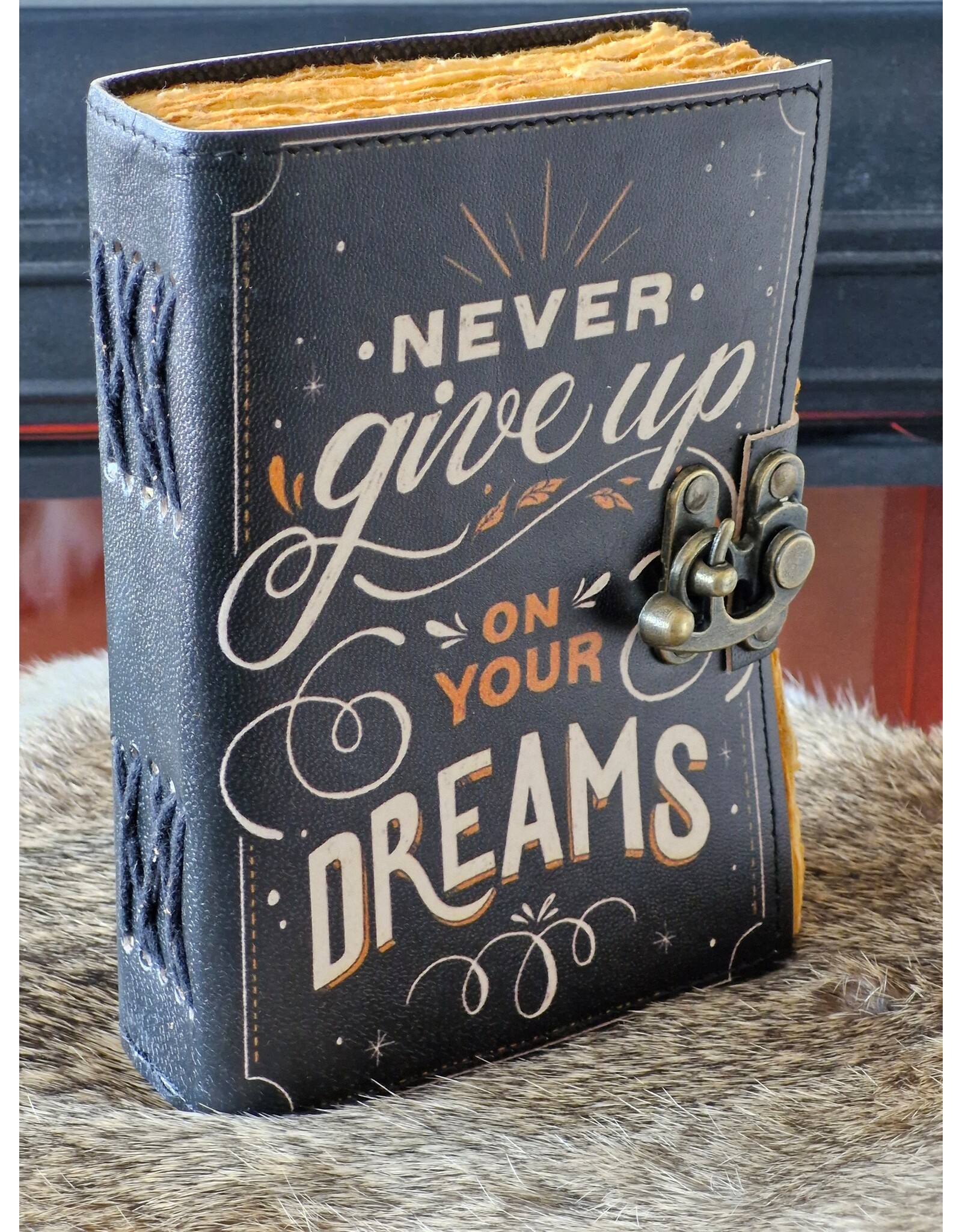 RK Handicrafts Miscellaneous - Leather Journal Never Give Up On Your Dreams