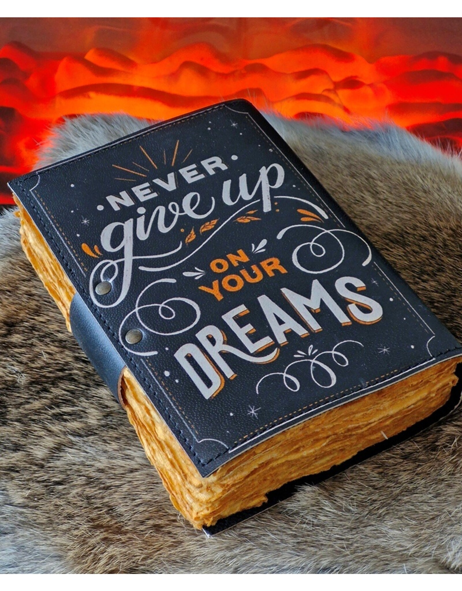 RK Handicrafts Miscellaneous - Leather Journal Never Give Up On Your Dreams