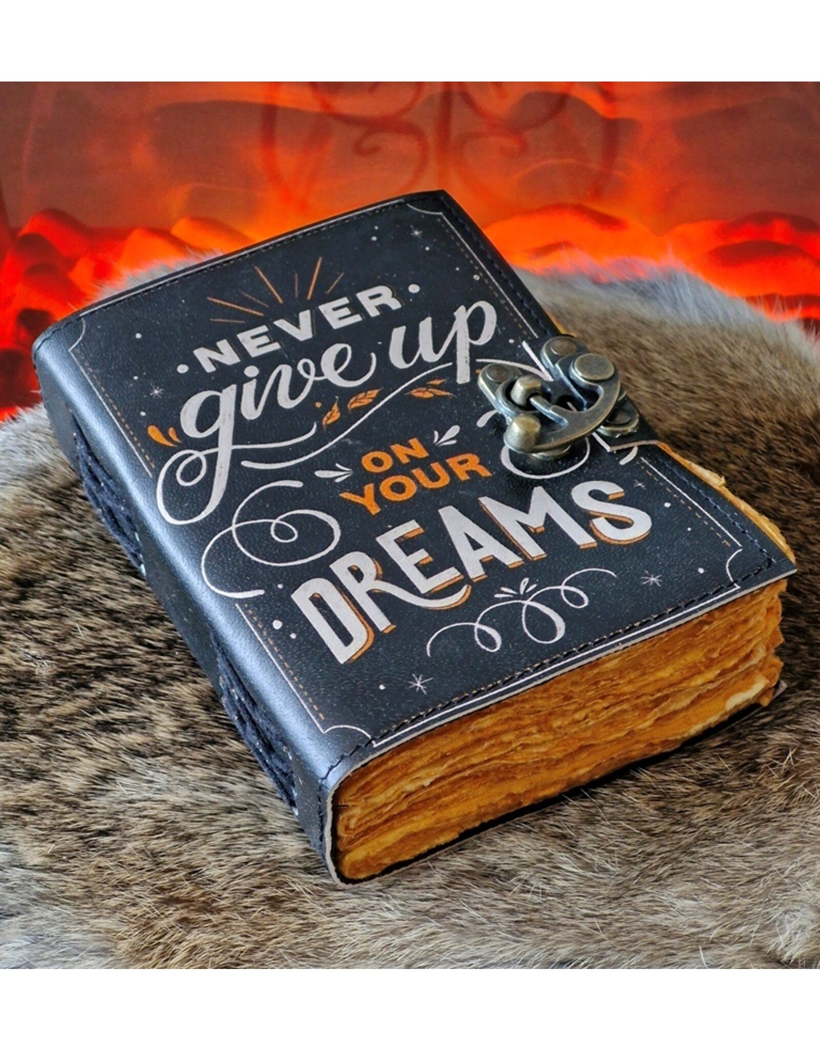 RK Handicrafts Miscellaneous - Leather Journal Never Give Up On Your Dreams