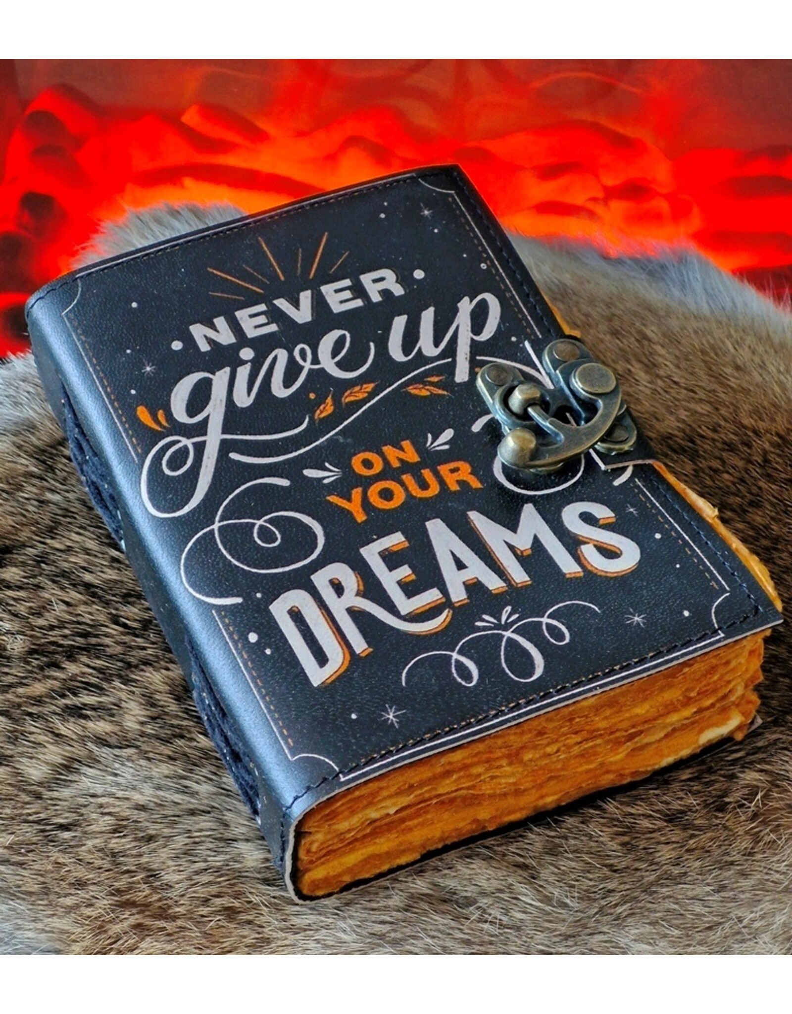 RK Handicrafts Miscellaneous - Leather Journal Never Give Up On Your Dreams