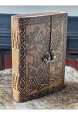 RK Handicrafts Miscellaneous - Leather Journal with Two Embossed Owls