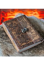 RK Handicrafts Miscellaneous - Leather Journal with Two Embossed Owls