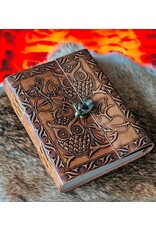 RK Handicrafts Miscellaneous - Leren Dagboek met Twee Reliëf Uilen