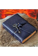 JM Handicrafts Miscellaneous -  Leather Journal Embossed Flowers & Key Vintage Dark blue