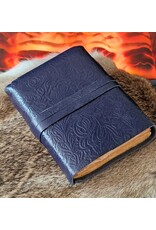 JM Handicrafts Miscellaneous -  Leather Journal Embossed Flowers & Key Vintage Dark blue