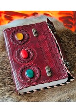 MITHD Miscellaneous - Leren Dagboek Met  Drie Stenen en Dubbele Sluiting