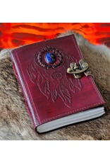 JM Handicrafts Miscellaneous - Dromenvanger Leren Dagboek met Relief en Steen Handgemaakt