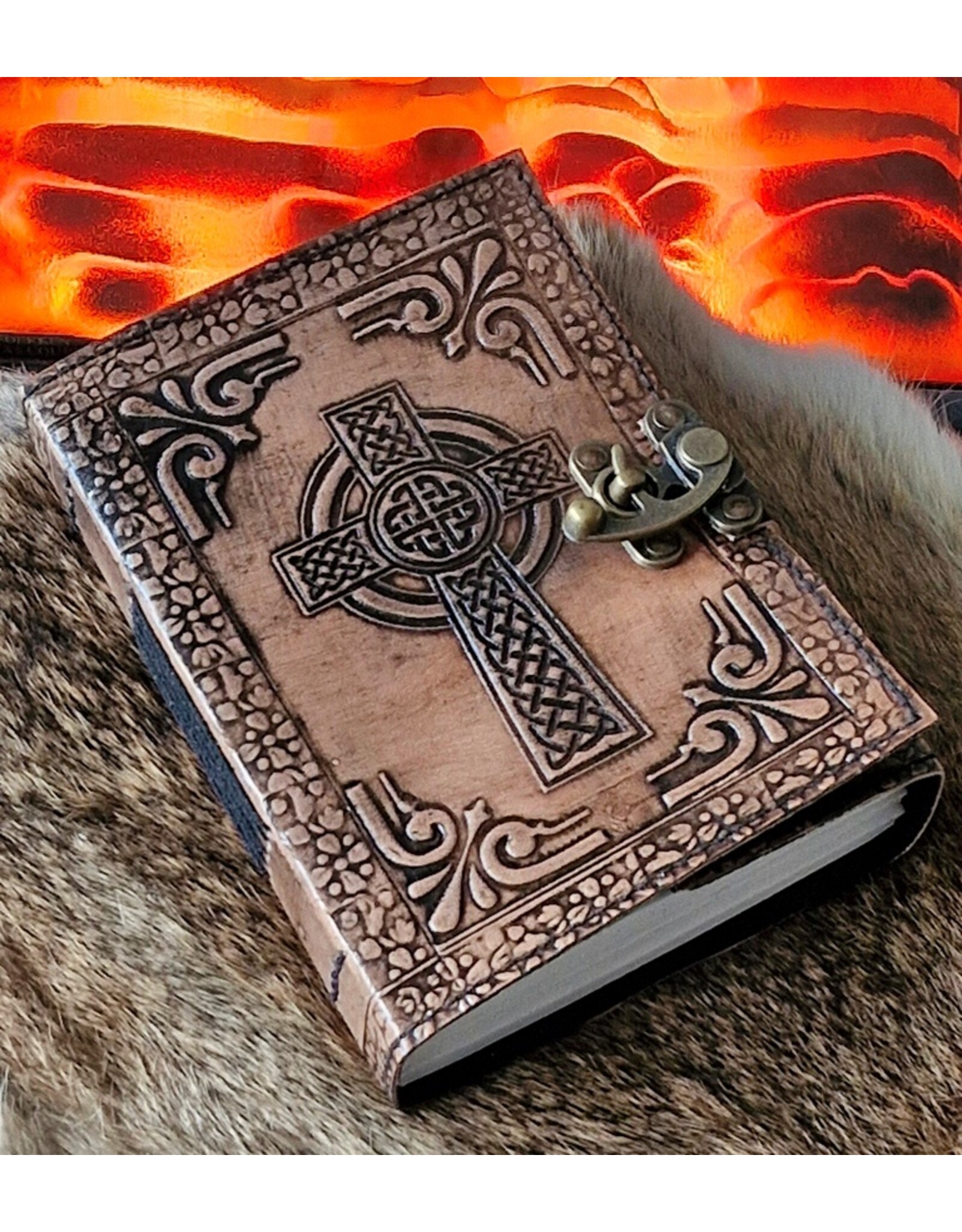 MITHD Miscellaneous - Celtic Cross Leather Journal with lock