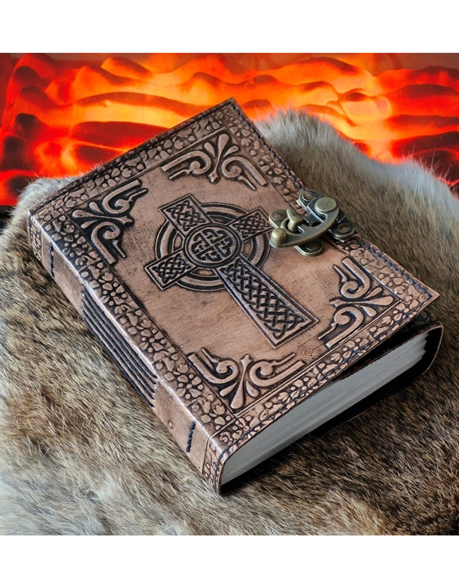 MITHD Miscellaneous - Celtic Cross Leather Journal with lock