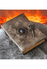JM Handicrafts Miscellaneous - Leather Antique Triple Moon Journal with Key 18x13cm