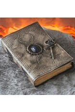 JM Handicrafts Miscellaneous - Leather Antique Triple Moon Journal with Key 18x13cm