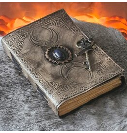 JM Handicrafts Leren Antique Triple Moon Notitieboek met Sleutel 18x13cm