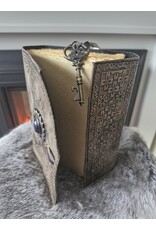 JM Handicrafts Miscellaneous - Leather Antique Triple Moon Journal with Key 18x13cm