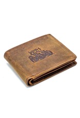 Leathe Fox Leather wallets - Leather Wallet with Tractor print brown