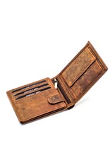 Leathe Fox Leather wallets - Leather Wallet with Tractor print brown
