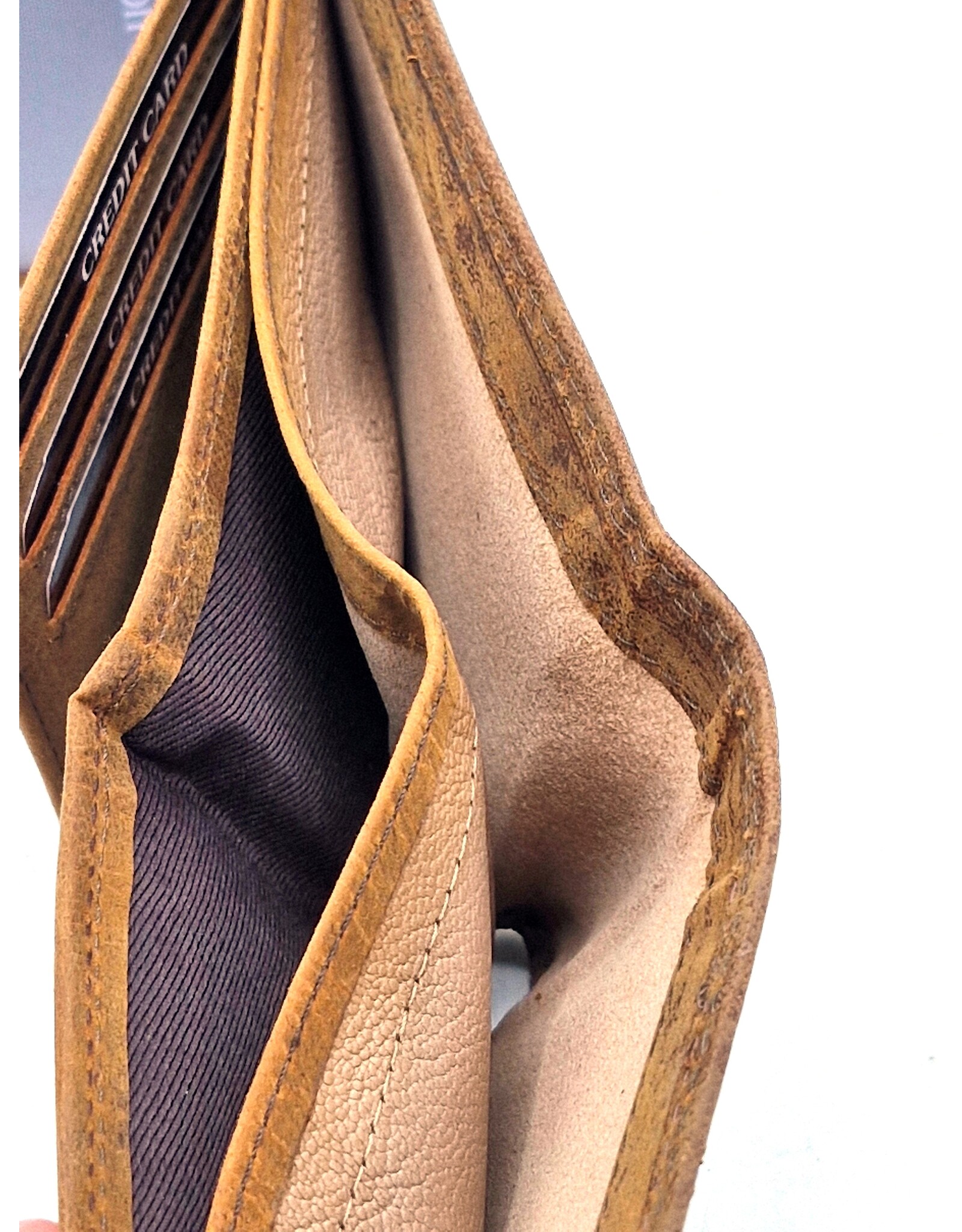 Leathe Fox Leather wallets - Leather Wallet with Tractor print brown