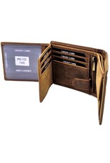 Leathe Fox Leather wallets - Leather Wallet with Tractor print brown