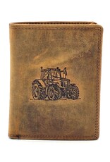 Leather Fox Leather wallets - Leather Wallet with Tractor print vertical
